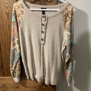 Daytrip Cream Ribbed Button-Up Top